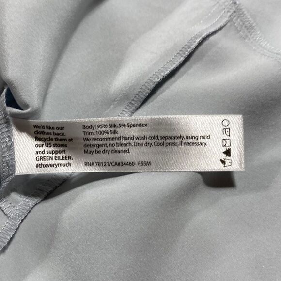 Eileen Fisher Silk Charmeuse Stretch Sleeveless Asymmetric Tunic Top Grey XS - Picture 12 of 14